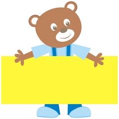 Wall Mural - Bear and banner, cute color vector illustration