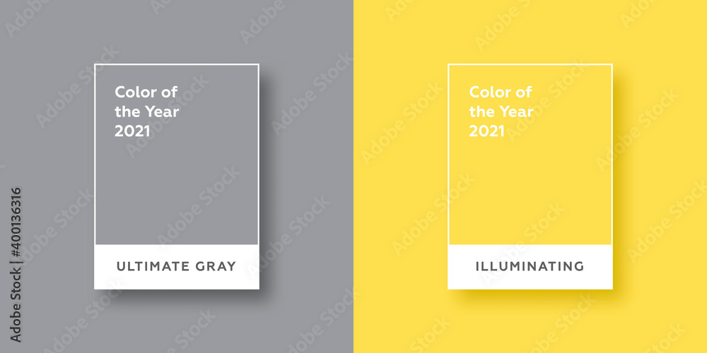 Color Of The Year 2021. Ultimate Gray. Illuminating. Vector illustration - obrazy, fototapety, plakaty 