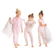 © Pixel-Shot - Emotional little girls with pillows on white background