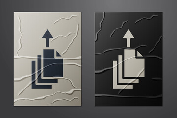 Aufkleber - White Data export icon isolated on crumpled paper background. Paper art style. Vector.