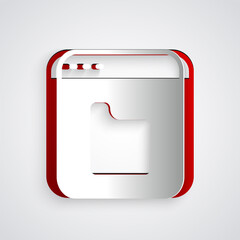 Aufkleber - Paper cut Browser files icon isolated on grey background. Paper art style. Vector.