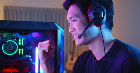 Poster - cyber sport gamer playing game