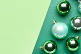 Fototapeta Kuchnia - Beautiful Christmas balls on color background