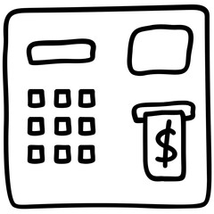 Sticker - Line icon of automatic teller machine 