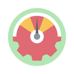 Poster - Gearwheel with pie chart symbolising efficiency flat vector 