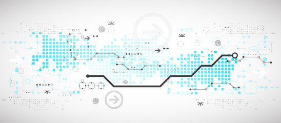 Abstract technology concept. Circuit board, high computer color background. Vector illustration with space for content, web - template, business tech presentation.