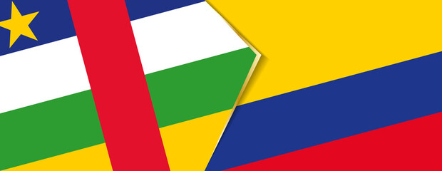 Sticker - Central African Republic and Colombia flags, two vector flags.