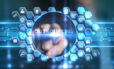 Business, Technology, Internet and network concept. Outsourcing human resources.