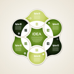 Wall Mural - Vector circle infographic. Template for diagram, graph, presentation and chart. Business concept with 6 options, parts, steps or processes. Abstract background