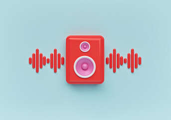 Aufkleber - speaker with sound wave icon isolated. minimal design. 3d rendering