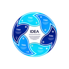 Wall Mural - Vector circle infographic. Template for diagram, graph, presentation and chart. Business concept with 6 options, parts, steps or processes. Abstract background