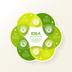 Wall Mural - Vector circle infographic. Template for diagram, graph, presentation and chart. Business concept with 6 options, parts, steps or processes. Abstract background