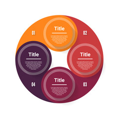 Wall Mural - Vector circle infographic. Template for diagram, graph, presentation and chart. Business concept with 4 options, parts, steps or processes. Abstract background