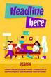 © Bro Vector - Mom with laptop living on social media. Children and pet making messy at home. flat vector illustration. Careless mother, internet addiction concept for banner, website design or landing web page