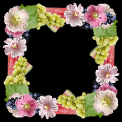 Fotomurales - Beautiful frame of mallow and grapes. Isolated
