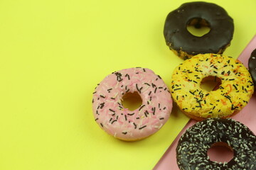 Sticker - sweet donut with colored background