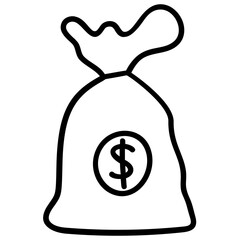 Sticker - A sack of money in line design.