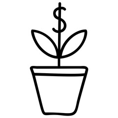 Wall Mural - Icon of money plant in line design 