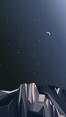 Wall Mural - Landscape with mountains and starry sky. Nature scenery in vertical orientation.