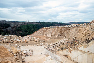 A marble quarry, open mining.