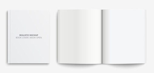 blank book cover mockup. realistic mockups book: blank cover book and blank open book with shadows i