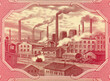 Przemysł - pejzaż przemysłowy na banknocie 100 złotych z datą  01 lipca 1948									
