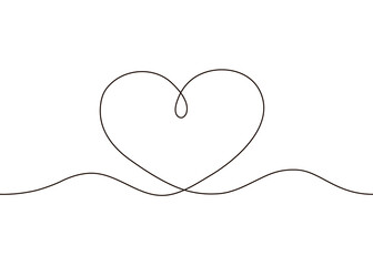 Love heart. Continuous editable black line drawing of heart, illustration of love concept. Help, care, support together, valentines day. Vector illustration