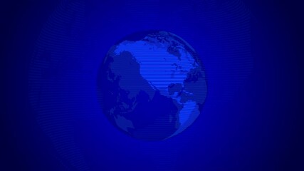 Poster - Digital globe world map spinning on blue background, 4K animation 