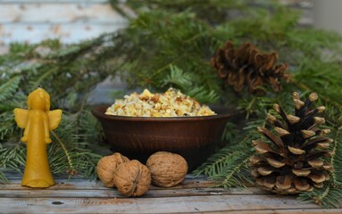 Traditional ukrainian food kutya. Traditional food for christmas eve in Belarus, Ukraine and Poland. Christmas porridge kutya.