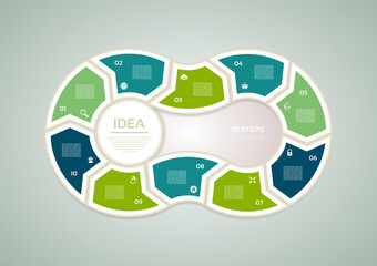 Wall Mural - Vector progress background. Template for diagram, graph, presentation and chart. Business concept with 10 options, parts, steps or processes. Abstract background. eps 10