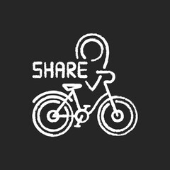 Poster - Bicycle sharing system chalk white icon on black background. Service in which bicycles are made available for shared use to individuals on short term basis. Isolated vector chalkboard illustration