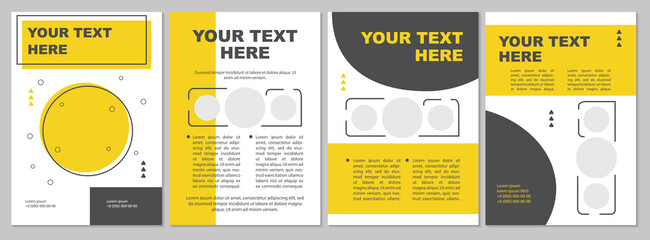 Modern grey, yellow brochure template for business. Creative copyspace. Flyer, booklet, leaflet print, cover design with text space. Vector layouts for magazines, annual reports, advertising posters