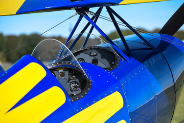 Wall Mural - Aerobatic aircraft cockpit close up.