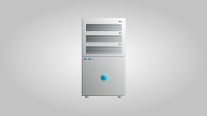 Poster - Modern digital new stationary office computer system unit for games, work and entertainment on a white background. illustration