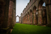 Ruins Of Fountains Abbey, Old Monastery In North Yorkshire, United Kingdom