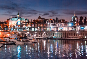 Sticker - Montreal at night, Canada. City skyline and buildings at sunset