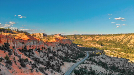 Poster - Mountains of Bryce Canyon at sunset, Utah. Aerial view from drone