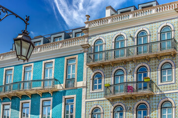 Wall Mural - Typical Portuguese architecture and colorful buildings of Lisbon historic city center