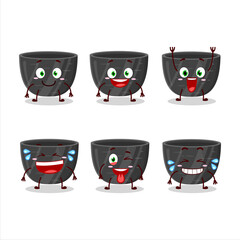 Wall Mural - Cartoon character of black ceramic bowl with smile expression