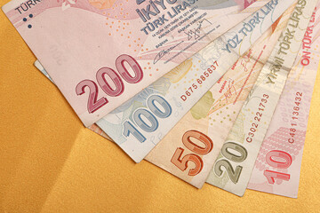 Wall Mural - Turkish currency, Turkish lira banknotes