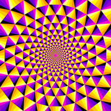 Abstract Yellow And Purple Background From Triangles. Spin Illusion.