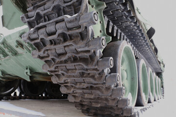 suspension of a Soviet tracked tank on a pedestal