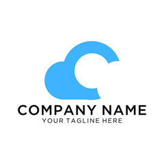Aufkleber - letter C shaped cloud logo, Blue Cloud Tech Logo Vector.