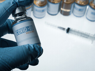 vaccine covid 19 in bottle for medical content.