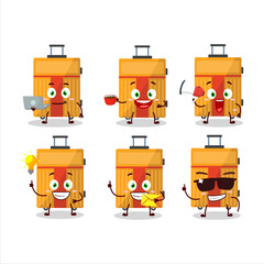 Poster - Yellow lugage cartoon character with various types of business emoticons