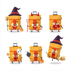 Poster - Halloween expression emoticons with cartoon character of yellow lugage