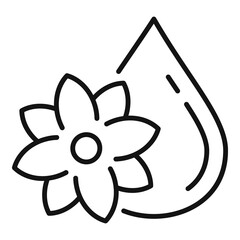 Sticker - Flower oil drop icon. Outline flower oil drop vector icon for web design isolated on white background