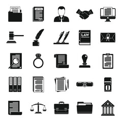 Sticker - Law notary icons set. Simple set of law notary vector icons for web design on white background