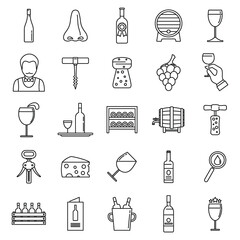 Sticker - Restaurant sommelier icons set. Outline set of restaurant sommelier vector icons for web design isolated on white background