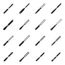 Chisel Tool Icons Set. Simple Set Of Chisel Tool Vector Icons For Web Design On White Background